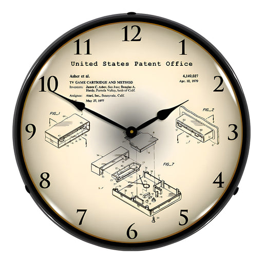 Collectable Sign and Clock 1977 Atari TV Game Cartridge Patent Blueprint Backlit Wall Clock