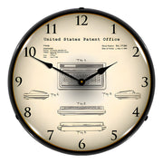 Collectable Sign and Clock 1982 Commodore 64 Computer Patent Blueprint Backlit Wall Clock