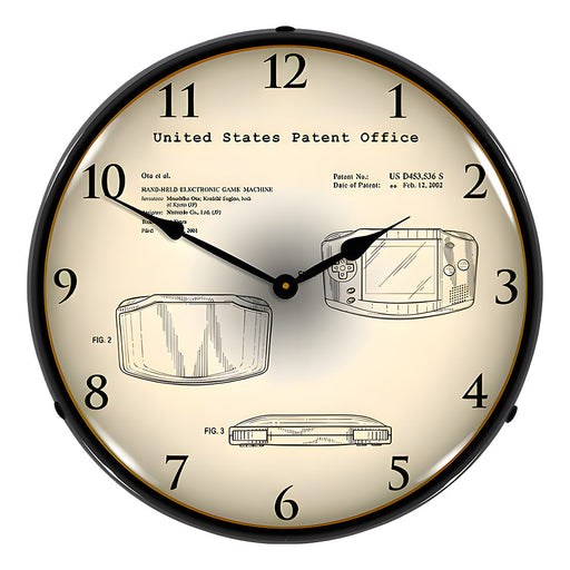 Collectable Sign and Clock 2001 Game Boy Advance Hand Held Electronic Game Patent Blueprint Backlit Wall Clock
