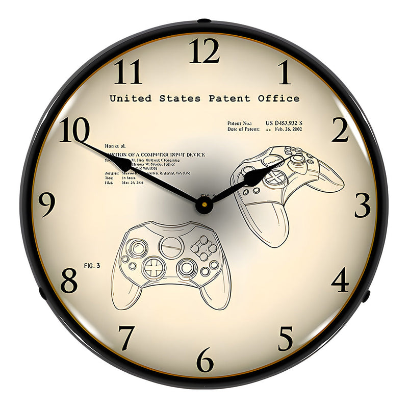 Collectable Sign and Clock 2001 Microsoft Xbox Controller Patent Blueprint Backlit Wall Clock