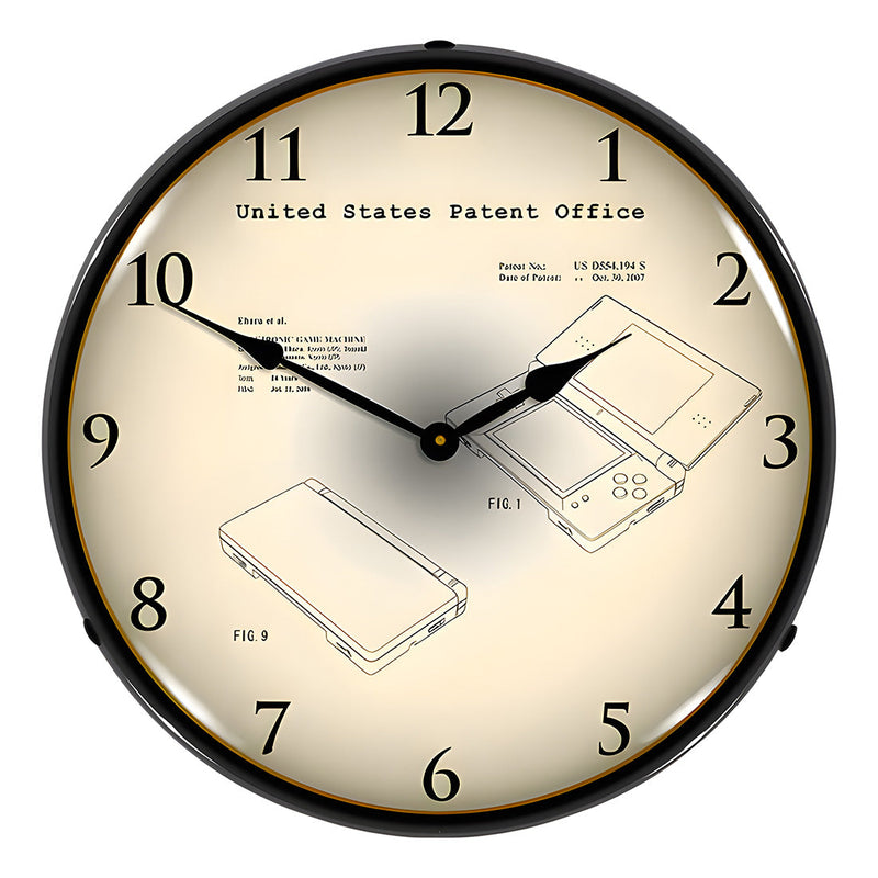 Collectable Sign and Clock 2006 Nintendo DS Patent Blueprint Backlit Wall Clock