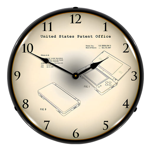 Collectable Sign and Clock 2006 Nintendo DS Patent Blueprint Backlit Wall Clock