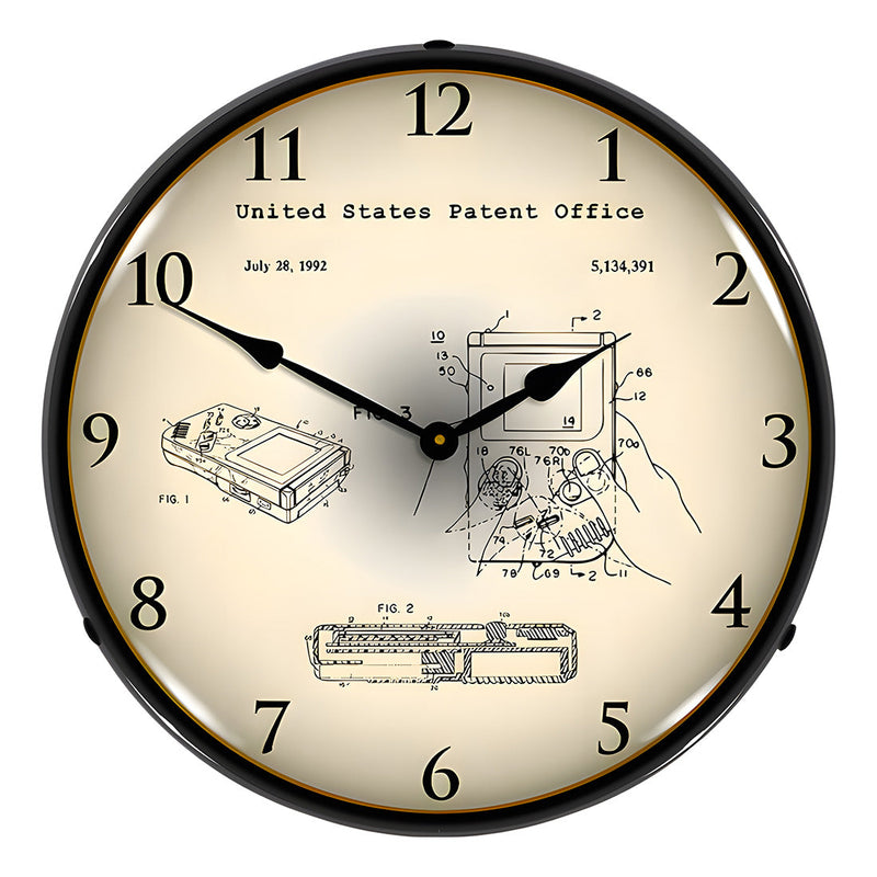 Collectable Sign and Clock 1993 Nintendo Game Boy Patent Blueprint Backlit Wall Clock