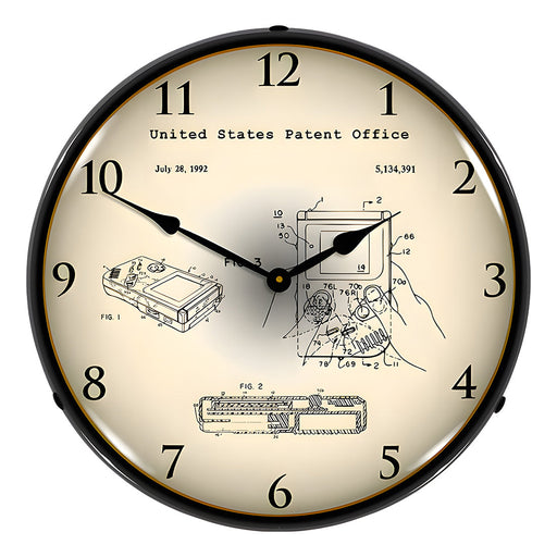 Collectable Sign and Clock 1993 Nintendo Game Boy Patent Blueprint Backlit Wall Clock
