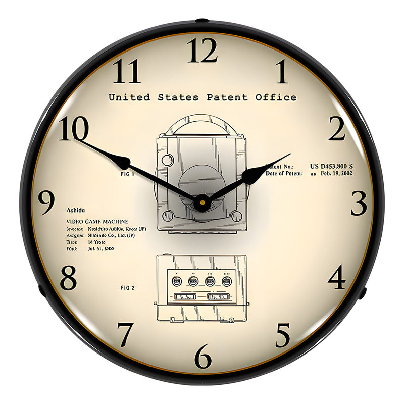 Collectable Sign and Clock 2000 Nintendo Gamecube Patent Blueprint Backlit Wall Clock