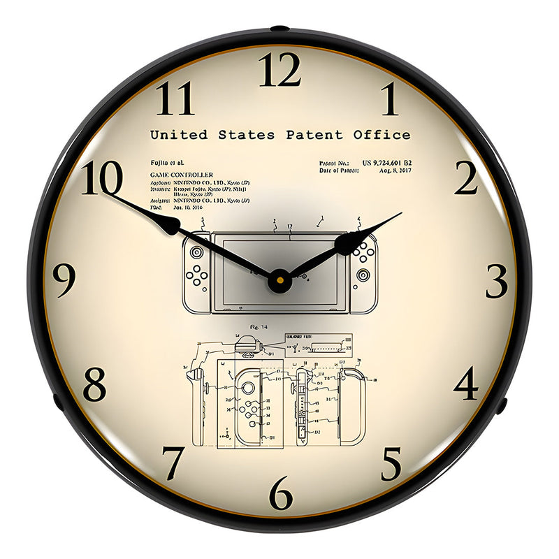 Collectable Sign and Clock 2016 Nintendo Switch Patent Blueprint Backlit Wall Clock