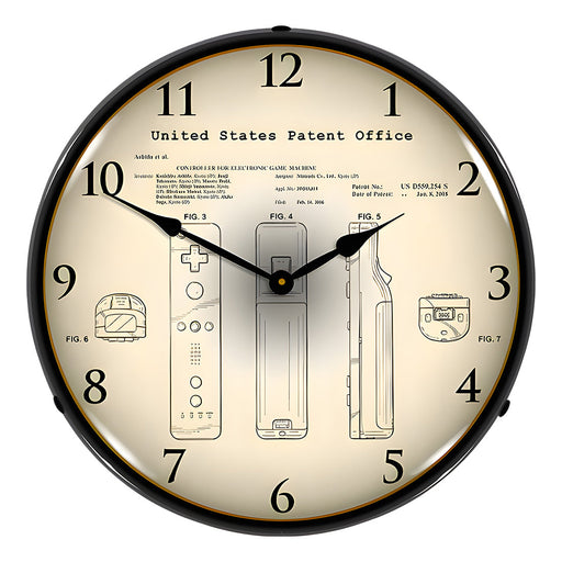 Collectable Sign and Clock 2006 Nintendo Wii Controllers Patent Blueprint Backlit Wall Clock