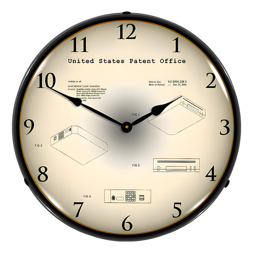 Collectable Sign and Clock 2005 Nintendo Wii Patent Blueprint Backlit Wall Clock