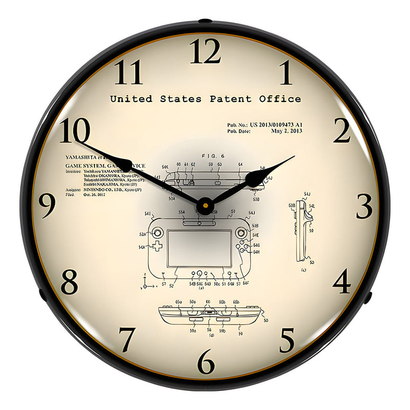 Collectable Sign and Clock 2012 Nintendo Wii U Patent Blueprint Backlit Wall Clock