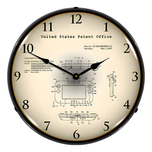 Collectable Sign and Clock 2012 Nintendo Wii U Patent Blueprint Backlit Wall Clock