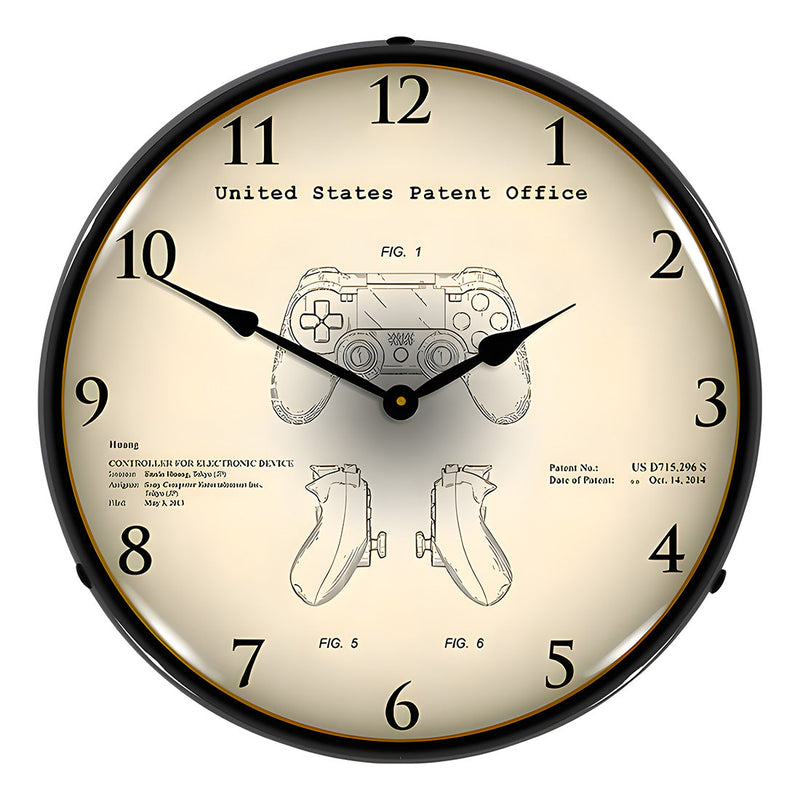 Collectable Sign and Clock 2013 PS4 Controller Patent Blueprint Backlit Wall Clock
