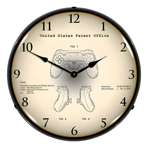 Collectable Sign and Clock 2013 PS4 Controller Patent Blueprint Backlit Wall Clock