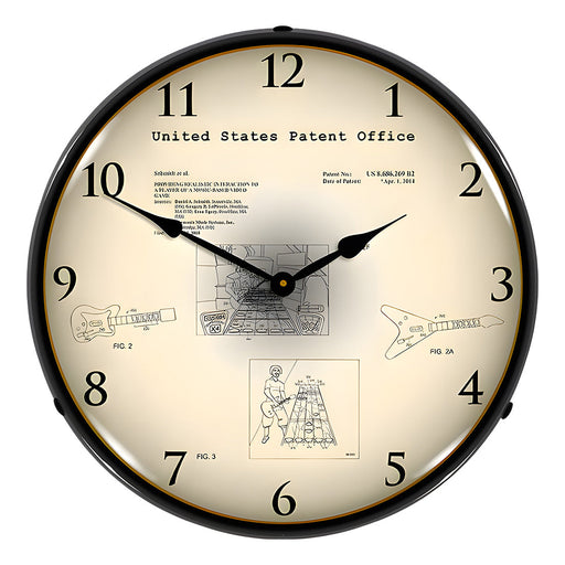 Collectable Sign and Clock 2008 Rock Hero Patent Blueprint Backlit Wall Clock