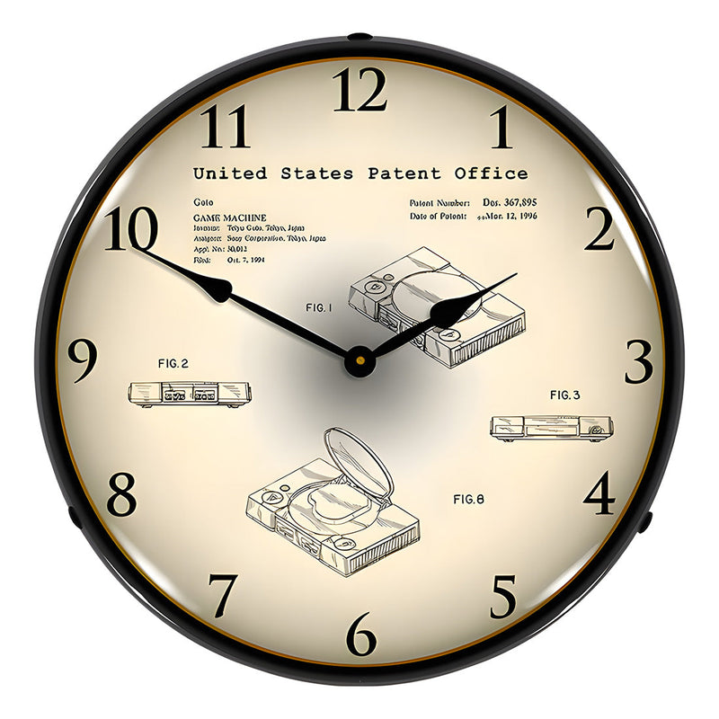 Collectable Sign and Clock 1994 Sony Playstation Patent Blueprint Backlit Wall Clock