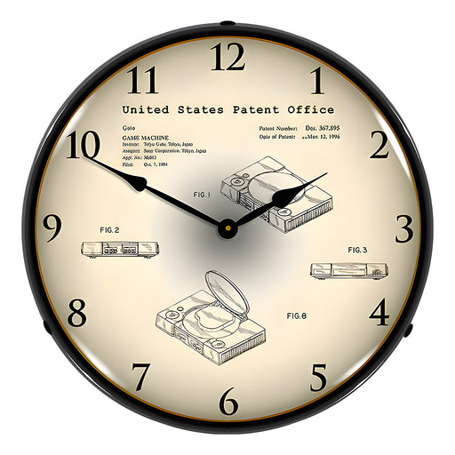 Collectable Sign and Clock 1994 Sony Playstation Patent Blueprint Backlit Wall Clock