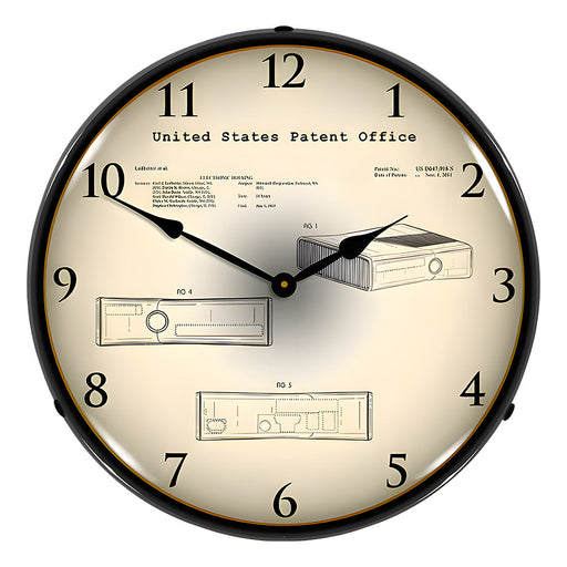 Collectable Sign and Clock 2010 Xbox 360 Patent Blueprint Backlit Wall Clock