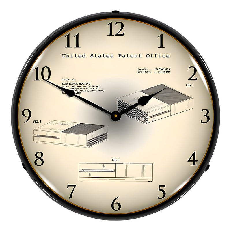 Collectable Sign and Clock 2013 Xbox 1 Console Patent Blueprint Backlit Wall Clock
