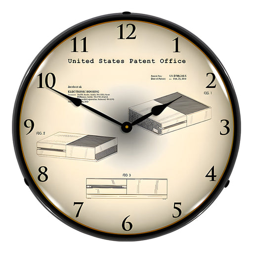 Collectable Sign and Clock 2013 Xbox 1 Console Patent Blueprint Backlit Wall Clock