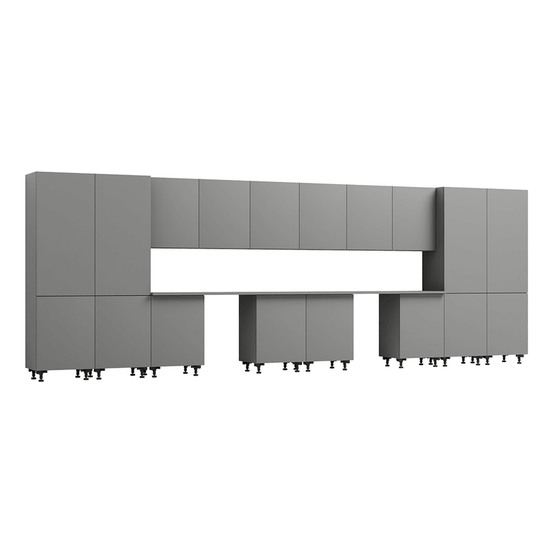 Klovo Grey 16-Piece Garage Cabinet System with Laminated Worktops