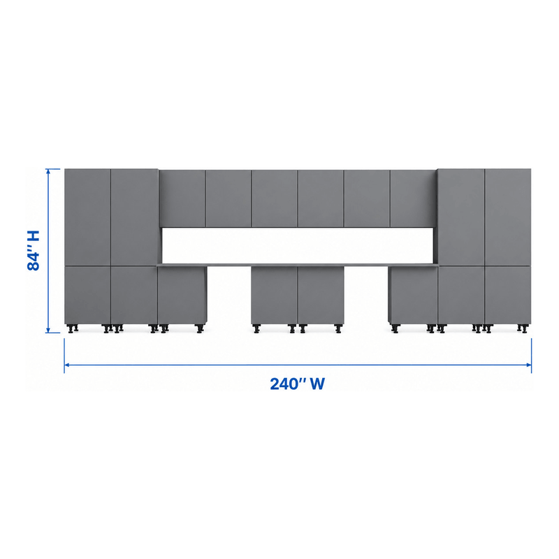 Klovo Grey 16-Piece Garage Cabinet System with Laminated Worktops