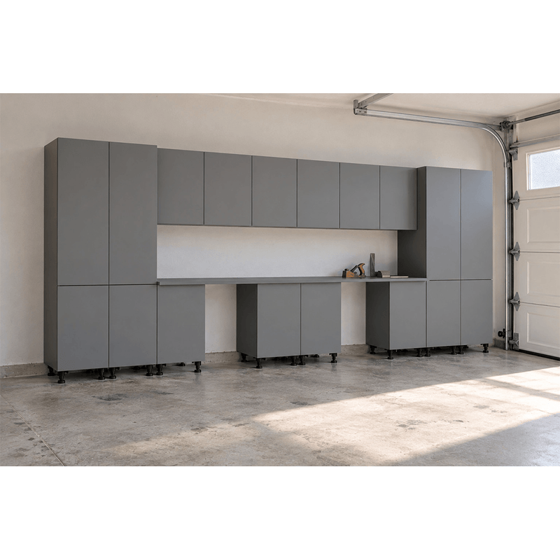 Klovo Grey 16-Piece Garage Cabinet System with Laminated Worktops