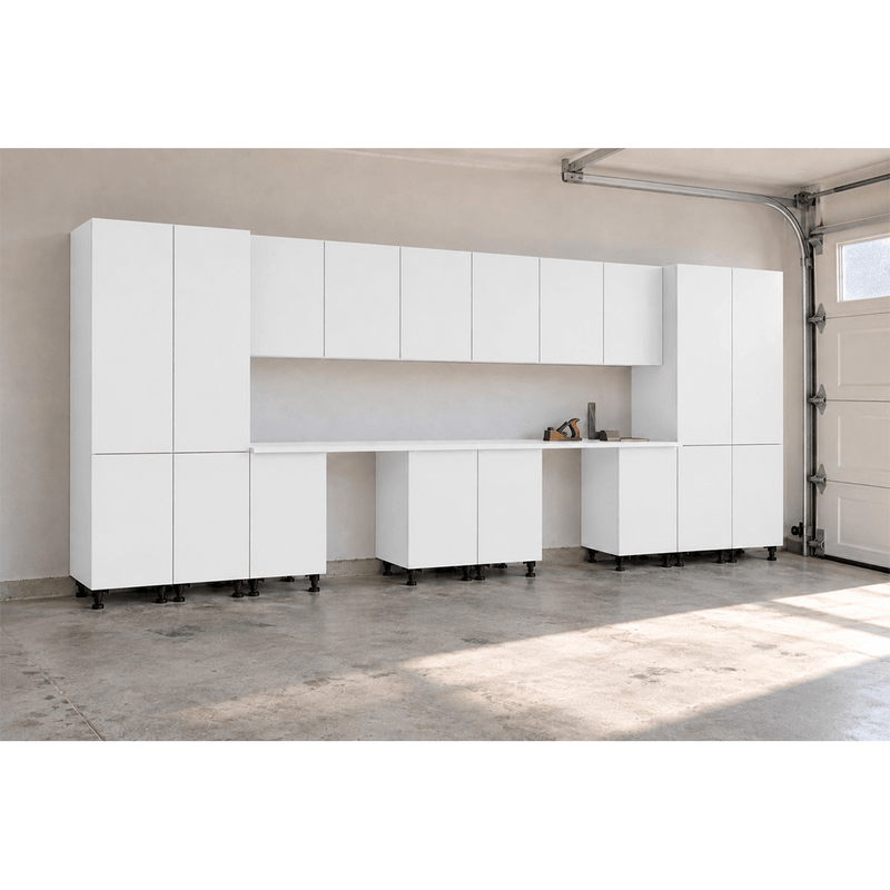Klovo White 16-Piece Garage Cabinet System with Laminated Worktops