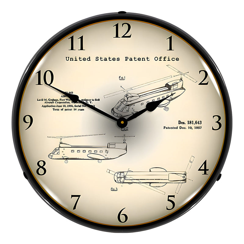 Collectable Sign and Clock 1956 CH-47 Chinook Helicopter Backlit Wall Clock