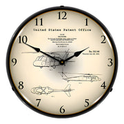 Collectable Sign and Clock 1972 Sikorsky UH-60 Black Hawk Patent Blueprint Backlit Wall Clock