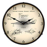 Collectable Sign and Clock 1993 F-17 Nighthawk Stealth Fighter Patent Blueprint Backlit Wall Clock