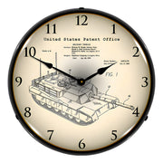 Collectable Sign and Clock 1995 M1A2 Abrams Main Battle Tank Patent Blueprint Backlit Wall Clock