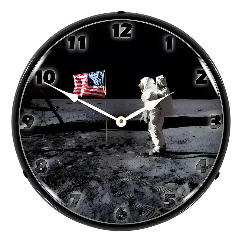 Collectable Sign and Clock Man On The Moon Backlit Wall Clock