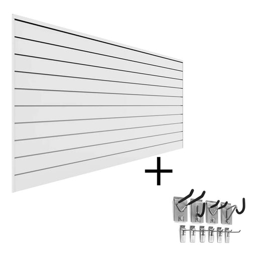 Proslat 8' x 4' PVC Slatwall Mini Bundle (White) | 33006K | Garage Giant