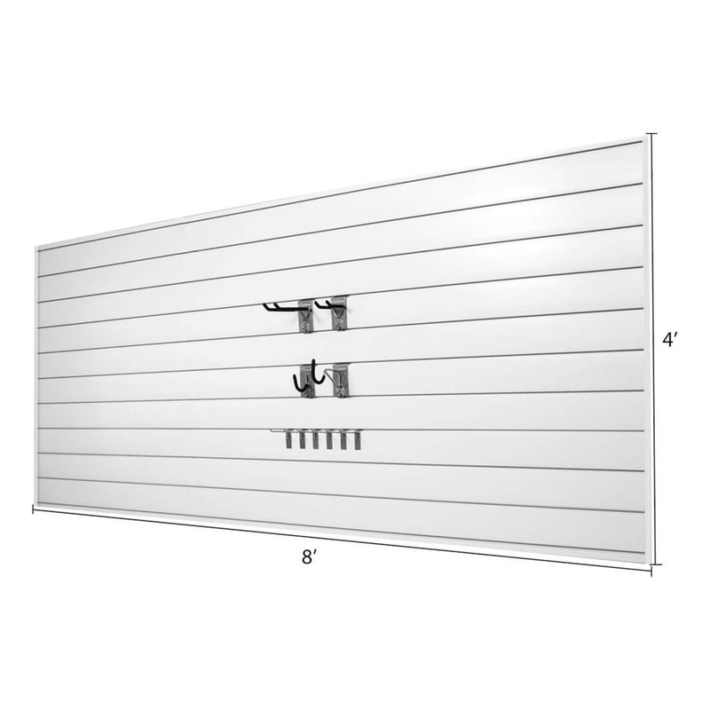 Proslat 8' x 4' PVC Slatwall Mini Bundle (White) | 33006K | Garage Giant