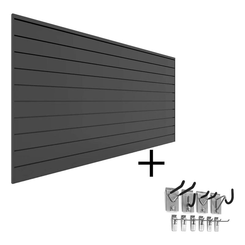Proslat 8' x 4' PVC Slatwall Mini Bundle (Charcoal) | 33007K | Garage Giant