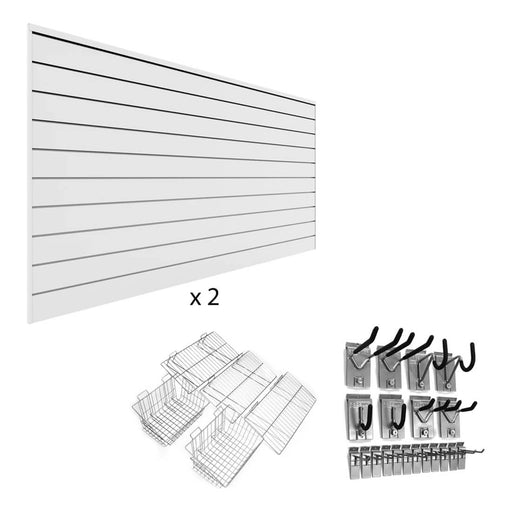 Proslat Ultimate Slatwall Wall Storage Bundle (White) | 33009K | Garage Giant