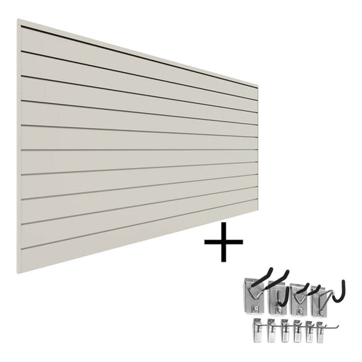 Proslat 8' x 4' PVC Slatwall Mini Bundle (Sandstone) | 33014K | Garage Giant