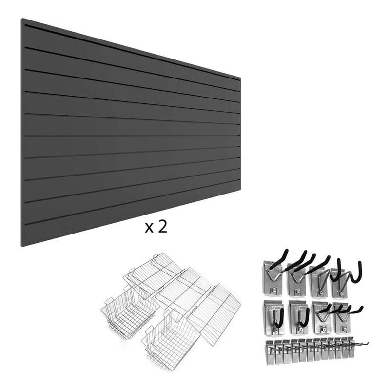 Proslat Ultimate Slatwall Wall Storage Bundle (Charcoal) | 33509K | Garage Giant