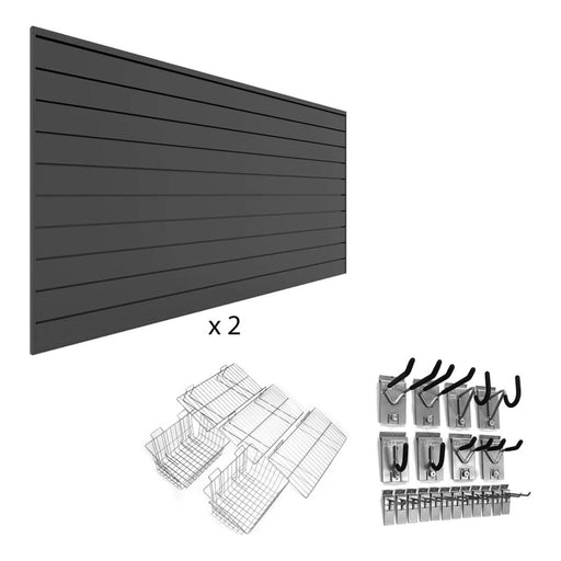 Proslat Ultimate Slatwall Wall Storage Bundle (Charcoal) | 33509K | Garage Giant