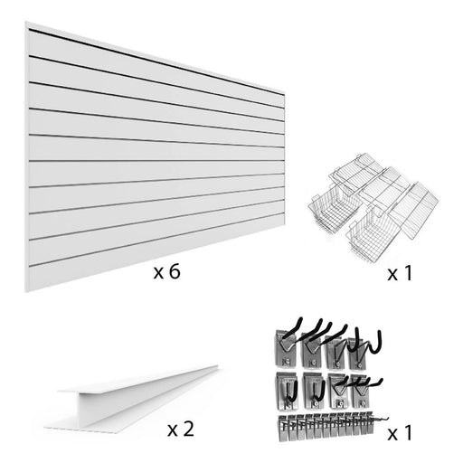 Proslat PVC The Upgrade Slatwall Bundle - White | 33721K | Garage Giant