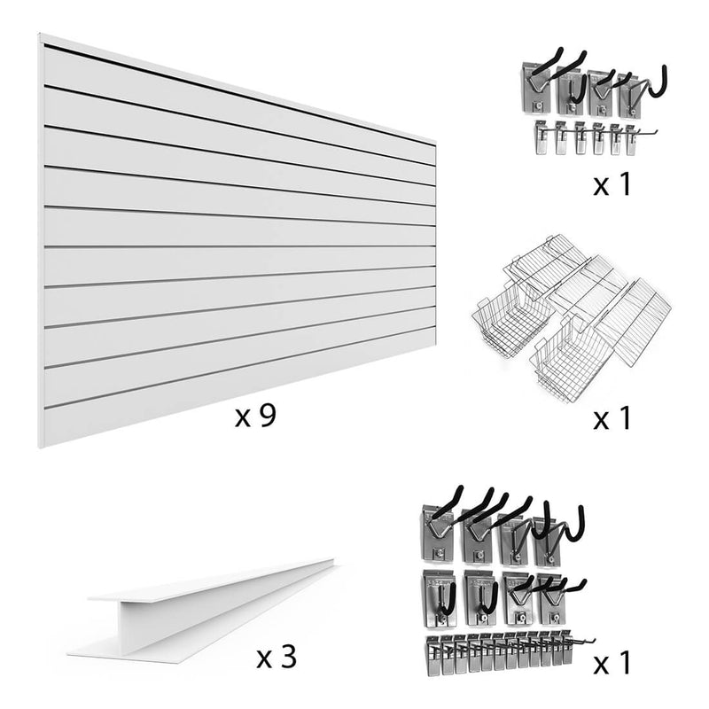 Proslat PVC The U-Turn Slatwall Bundle - White | 33722K | Garage Giant