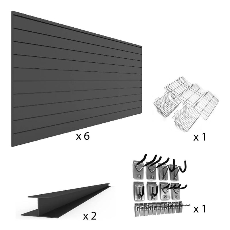 Proslat PVC The Upgrade Slatwall Bundle - Charcoal | 33726K | Garage Giant