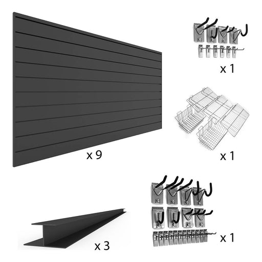 Proslat PVC The U-Turn Slatwall Bundle - Charcoal | 33727K | Garage Giant
