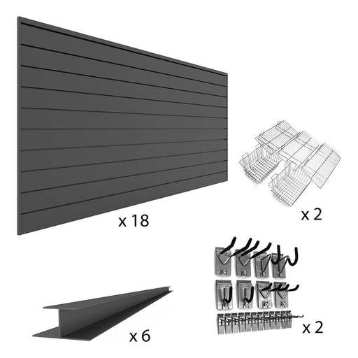 Proslat PVC The Complete Slatwall Bundle - Charcoal | 33728K | Garage Giant