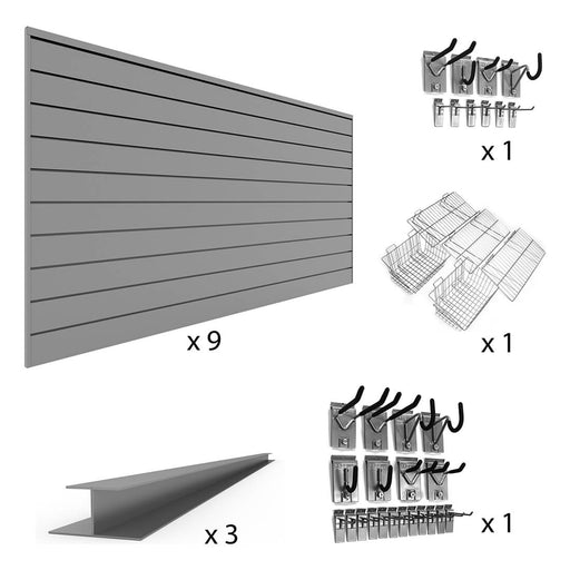 Proslat PVC The U-Turn Slatwall Bundle - Light Gray | 33732K | Garage Giant