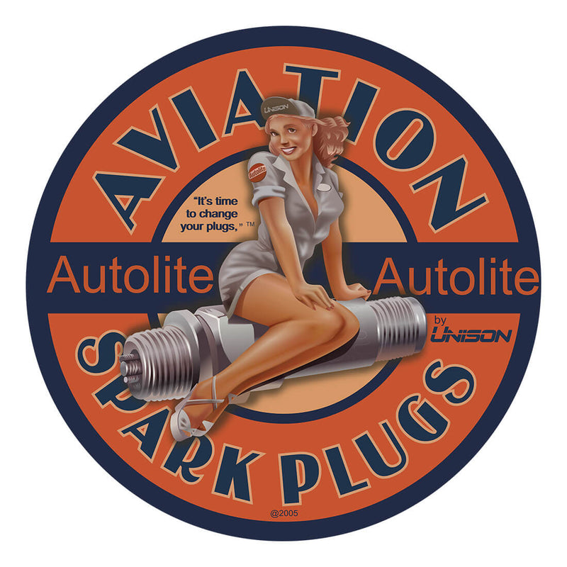 PERGL Aviation Spark Plugs 36-Inch Metal Sign