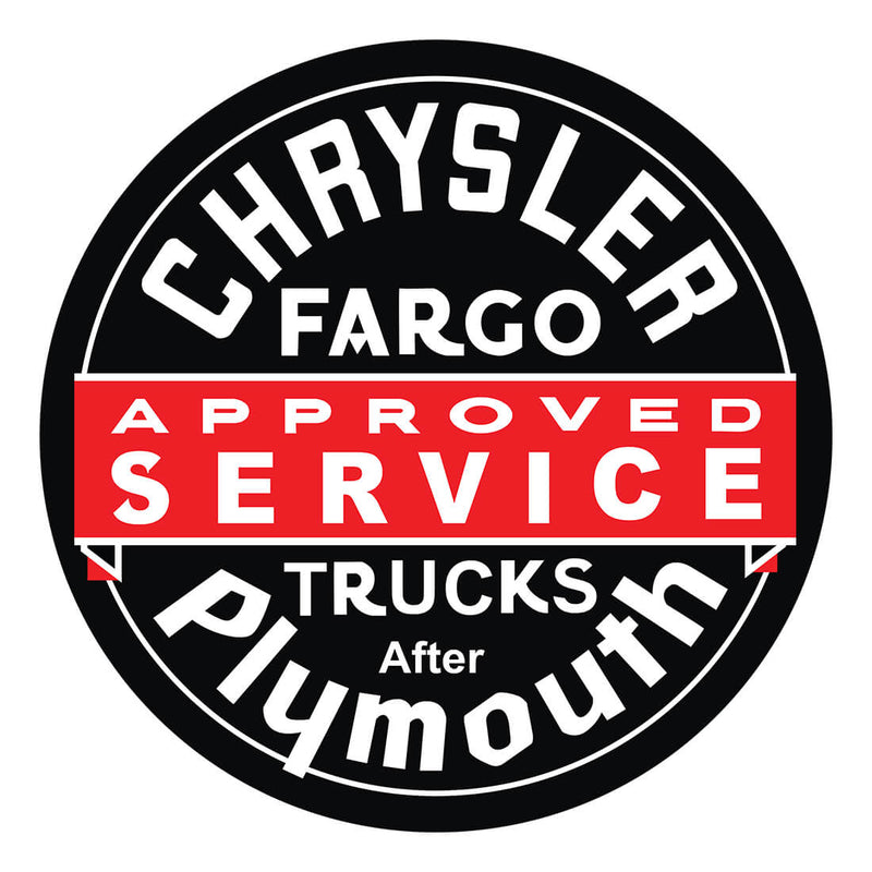 PERGL Chrysler Plymouth Approved Service 36-Inch Metal Sign