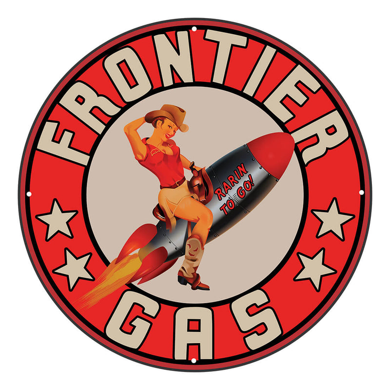 PERGL Frontier Gas 36-Inch Metal Sign