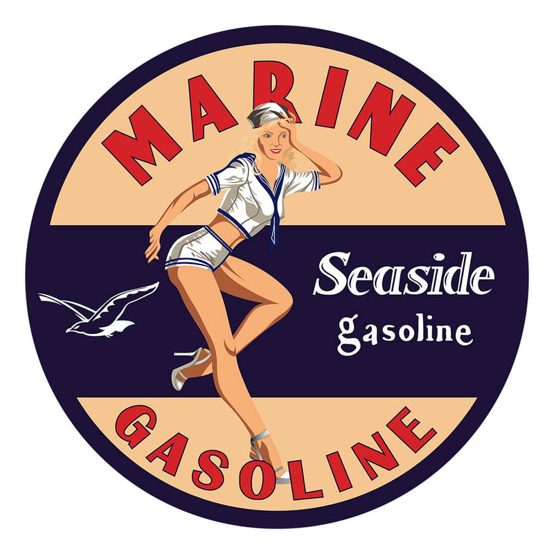PERGL Marine Seaside Gasoline 36-Inch Metal Sign