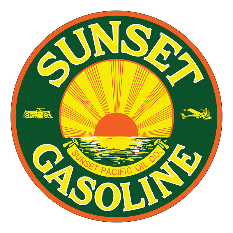 PERGL Sunset Gasoline 36-Inch Metal Sign