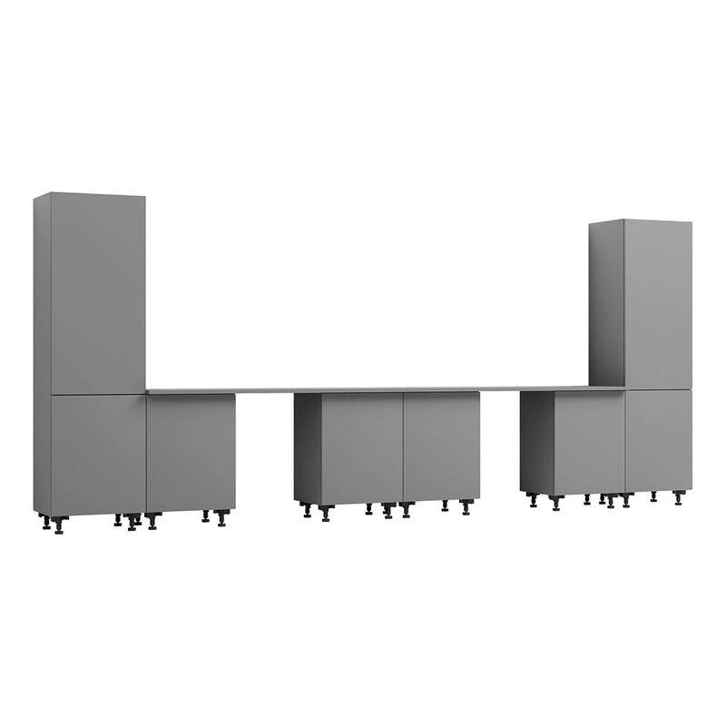 Klovo Grey 8-Piece Garage Cabinet System with Laminated Worktops